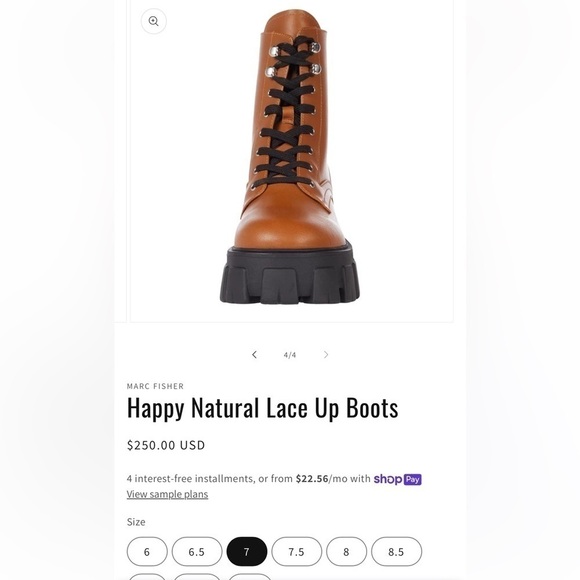 Marc Fisher Happy Natural Lace Up Boots Size 7 - Picture 8 of 8